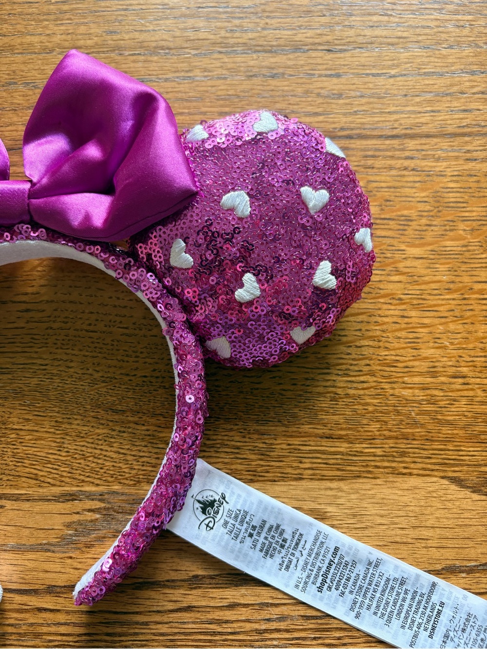 2022 Hot Pink/magenta Heart and Sequin Disney Minnie Mouse Ears - Picture 3 of 10
